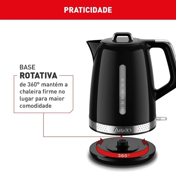 Chaleira Elétrica Arno Soleil 1,7 Litros Preta